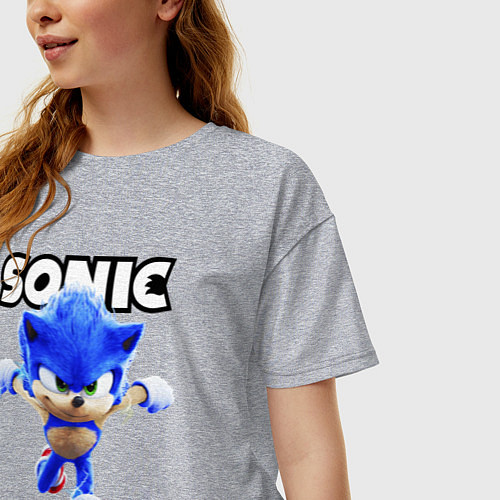 Женская футболка оверсайз Sonic the Hedgehog 2 / Меланж – фото 3