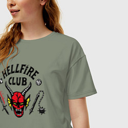 Футболка оверсайз женская Hellfire Club Stranger Things 4, цвет: авокадо — фото 2