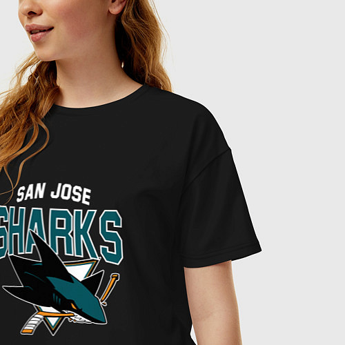 Женская футболка оверсайз SAN JOSE SHARKS NHL / Черный – фото 3