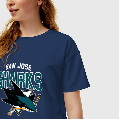 Женская футболка оверсайз SAN JOSE SHARKS NHL / Тёмно-синий – фото 3