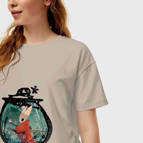 Женская футболка оверсайз Хорнет и ткачи / Миндальный – фото 3