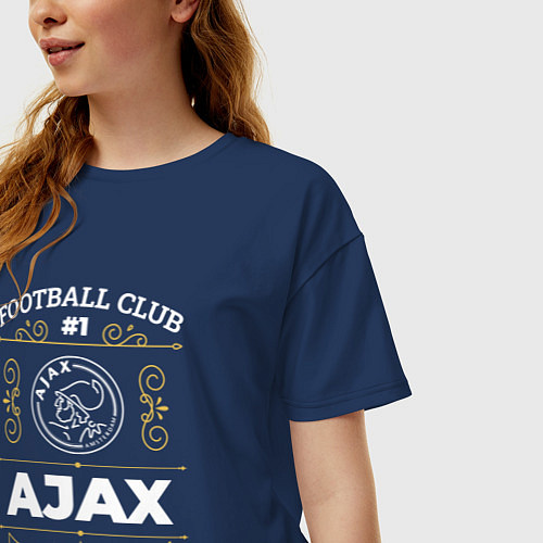 Женская футболка оверсайз Ajax: Football Club Number 1 / Тёмно-синий – фото 3