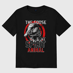 Футболка оверсайз женская Гусь мое духовное животное, цвет: черный