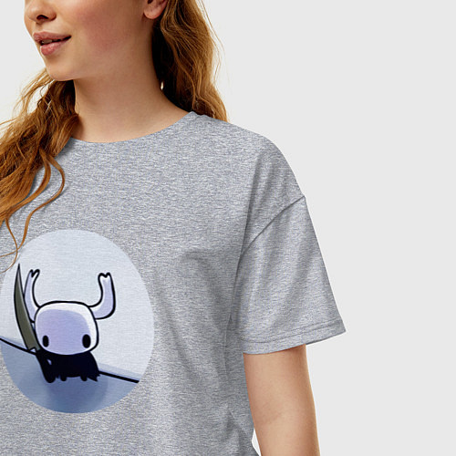 Женская футболка оверсайз Он тебе не милашка Hollow Knight / Меланж – фото 3