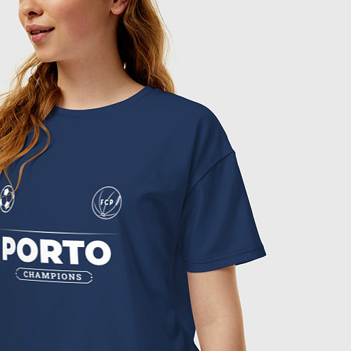 Женская футболка оверсайз Porto Форма Чемпионов / Тёмно-синий – фото 3