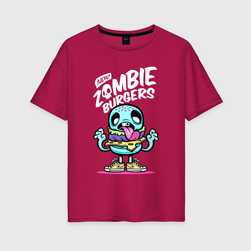 Женская футболка оверсайз Zombie burgers Зомби-бургеры / Маджента – фото 1