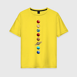 Футболка оверсайз женская Парад нарисованных планет, цвет: желтый