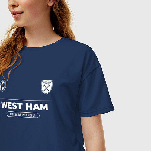 Женская футболка оверсайз West Ham Форма Чемпионов / Тёмно-синий – фото 3