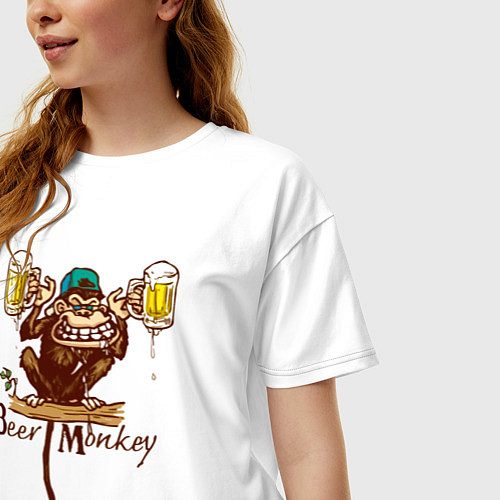 Женская футболка оверсайз Пивная обезьяна / Белый – фото 3