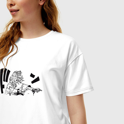 Женская футболка оверсайз Мандзиро арт / Белый – фото 3