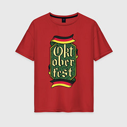 Футболка оверсайз женская Эмблема Октоберфеста Oktoberfest Emblem, цвет: красный