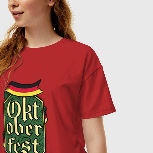 Женская футболка оверсайз Эмблема Октоберфеста Oktoberfest Emblem / Красный – фото 3