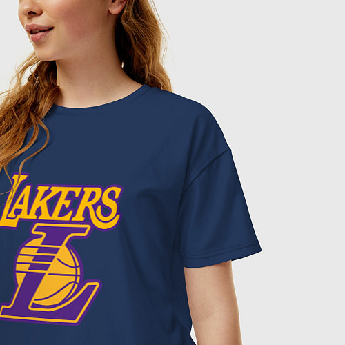 Женская футболка оверсайз Lakers Лейкерс Коби Брайант / Тёмно-синий – фото 3