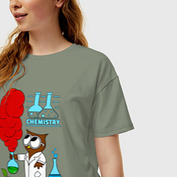 Футболка оверсайз женская Сова химик, цвет: авокадо — фото 2