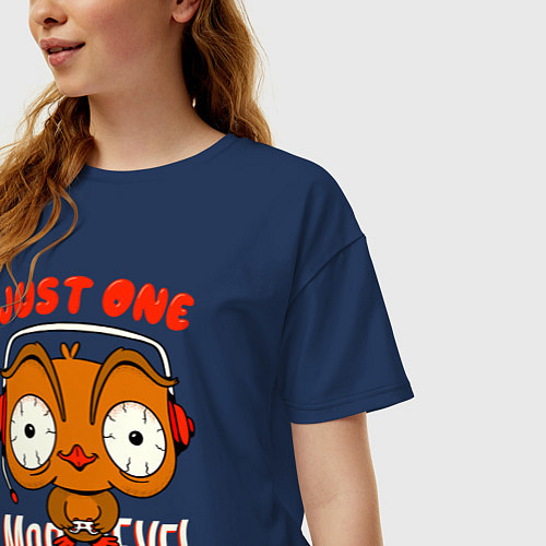 Женская футболка оверсайз Просто еще один уровень сова геймер / Тёмно-синий – фото 3