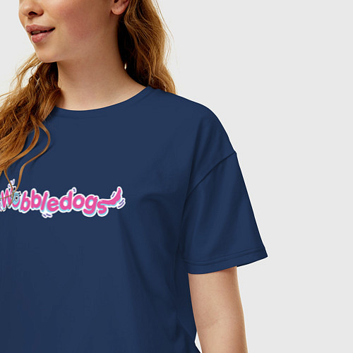 Женская футболка оверсайз Wobbledogs text logo / Тёмно-синий – фото 3