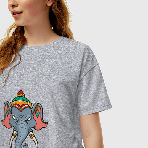 Женская футболка оверсайз Индия - Слон / Меланж – фото 3