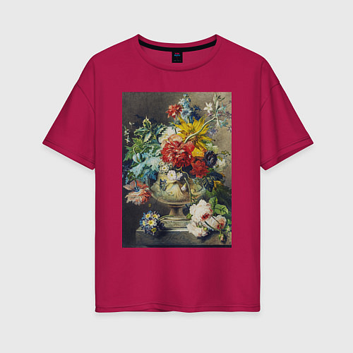 Женская футболка оверсайз Bouquet of Flowers in a Vase Букет цветов / Маджента – фото 1