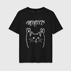 Футболка оверсайз женская Architects Рок кот, цвет: черный