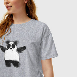 Футболка оверсайз женская Акварельная панда, цвет: меланж — фото 2