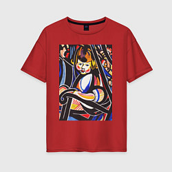 Футболка оверсайз женская Child in Rocker Ребёнок - абстракция, цвет: красный