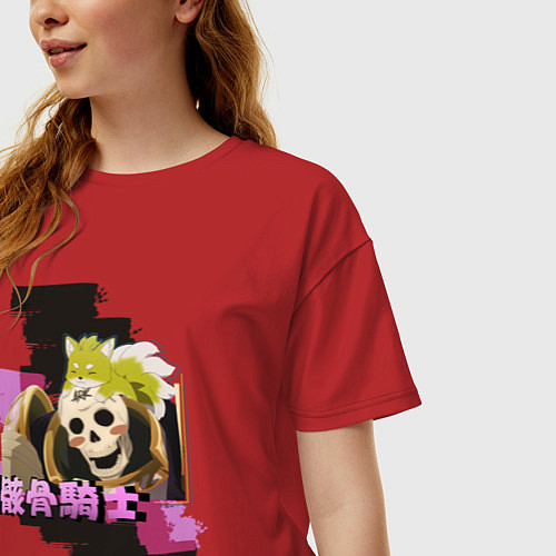 Женская футболка оверсайз Рыцарь-скелет вступает в параллельный мир Арк и По / Красный – фото 3
