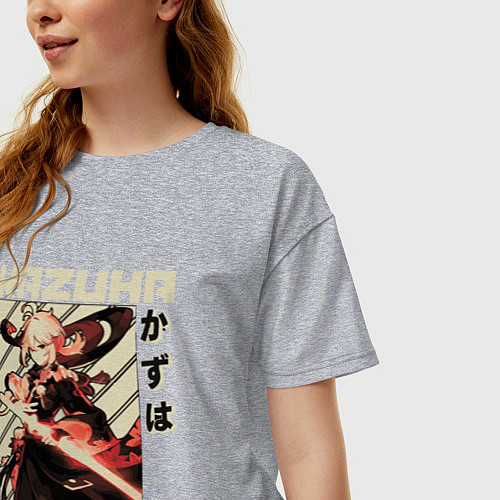 Женская футболка оверсайз Kazuha геншин / Меланж – фото 3