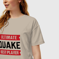 Футболка оверсайз женская Quake: таблички Ultimate и Best Player, цвет: миндальный — фото 2