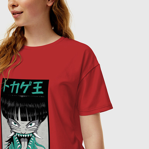 Женская футболка оверсайз Аниме Девушка Токийский Монстр Anime Monster Girl / Красный – фото 3