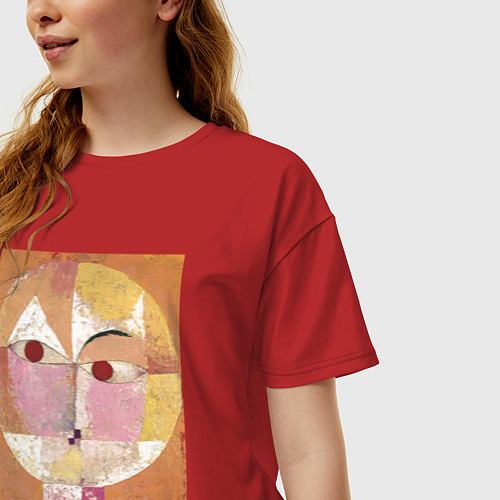 Женская футболка оверсайз Senecio Абстрактное лицо / Красный – фото 3