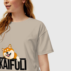 Футболка оверсайз женская Kaifuli shiba inu, цвет: миндальный — фото 2