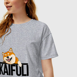 Футболка оверсайз женская Kaifuli shiba inu, цвет: меланж — фото 2