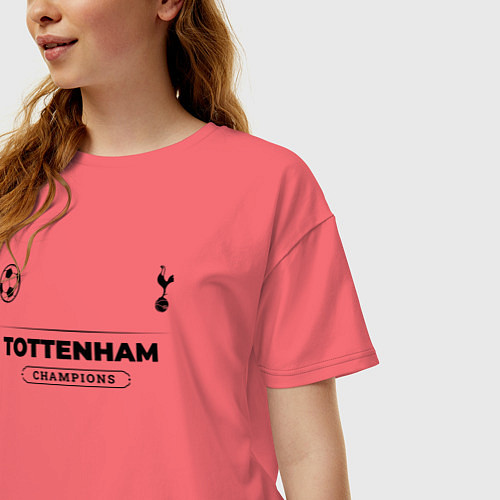 Женская футболка оверсайз Tottenham Униформа Чемпионов / Коралловый – фото 3