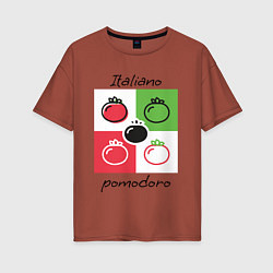 Футболка оверсайз женская Italiano Pomodoro, любовь к Италии, пицце и томата, цвет: кирпичный