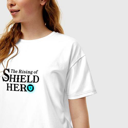 Женская футболка оверсайз The Rising of the Shield Hero logo black color / Белый – фото 3