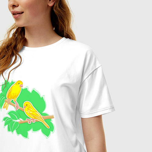 Женская футболка оверсайз Канареика Птицы / Белый – фото 3