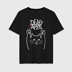 Футболка оверсайз женская Dead by April Рок кот, цвет: черный