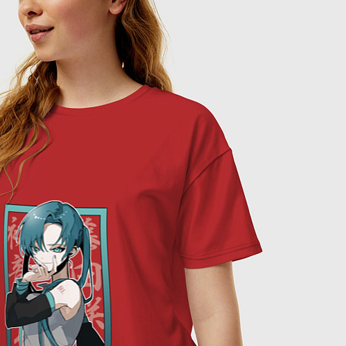 Женская футболка оверсайз Hatsune Miku Drain / Красный – фото 3