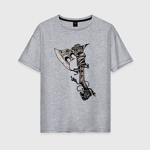 Женская футболка оверсайз Крутой боевой тату-топор / Меланж – фото 1