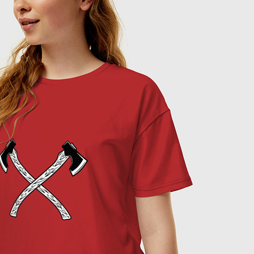 Женская футболка оверсайз Скрещенные топоры / Красный – фото 3