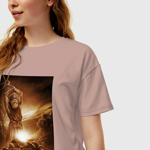 Женская футболка оверсайз Сварог - Кузнец / Пыльно-розовый – фото 3