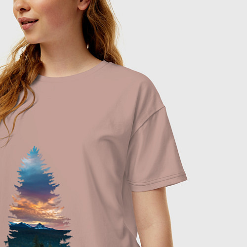 Женская футболка оверсайз Лес в ёлке / Пыльно-розовый – фото 3