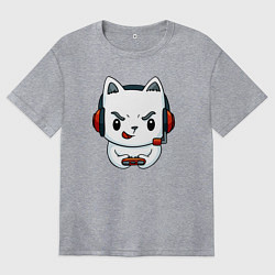 Футболка оверсайз женская Кот игроман The cat is a gambler, цвет: меланж