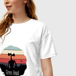 Футболка оверсайз женская Сиреноголовый в ночной тайге, цвет: белый — фото 2