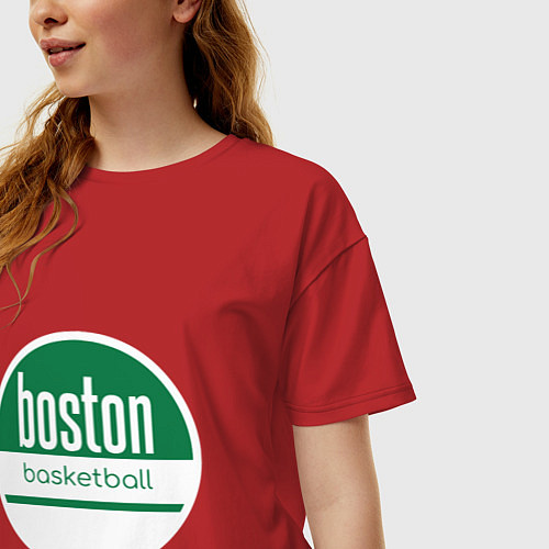 Женская футболка оверсайз Boston Basketball / Красный – фото 3