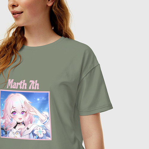 Женская футболка оверсайз Улыбка 7 марты Honkai star rail / Авокадо – фото 3