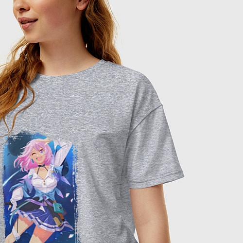 Женская футболка оверсайз Милашка 7 Марта Honkai star rail / Меланж – фото 3