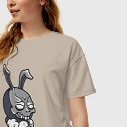 Футболка оверсайз женская Cool hare Hype Крутой заяц Шумиха, цвет: миндальный — фото 2