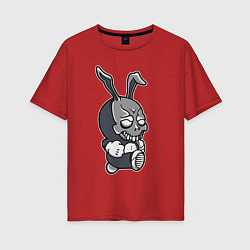 Футболка оверсайз женская Cool hare Hype Крутой заяц Шумиха, цвет: красный