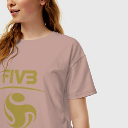 Футболка оверсайз женская FIVB ВОЛЕЙБОЛ ЛОГО, цвет: пыльно-розовый — фото 2